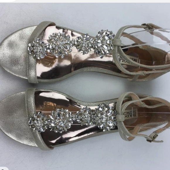 Badgley Mischka Bling Crystals Women Lilli Dress Sandals Size 6 1/2 Silver - Picture 2 of 8